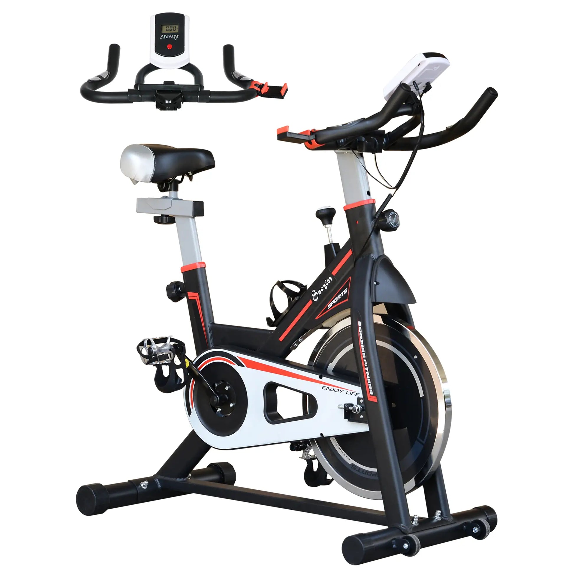 Upright Stationary Exercise Bike, Adjustable Resistance, LCD Monitor, Black Exercise & Stationary Bikes Black at Gallery Canada