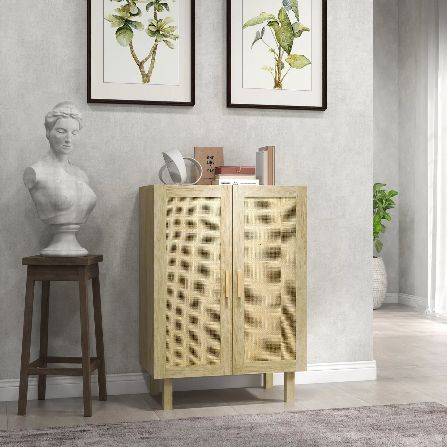 Boho Sideboard With Rattan Doors, Natural
