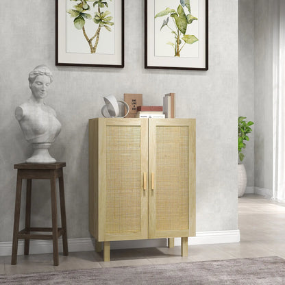 Boho Sideboard With Rattan Doors, Natural
