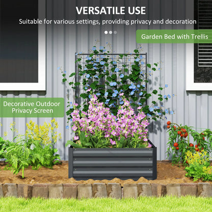 Galvanized Raised Garden Bed, Trellis for Climbing Plants, Dark Grey Raised Garden Beds at Gallery Canada