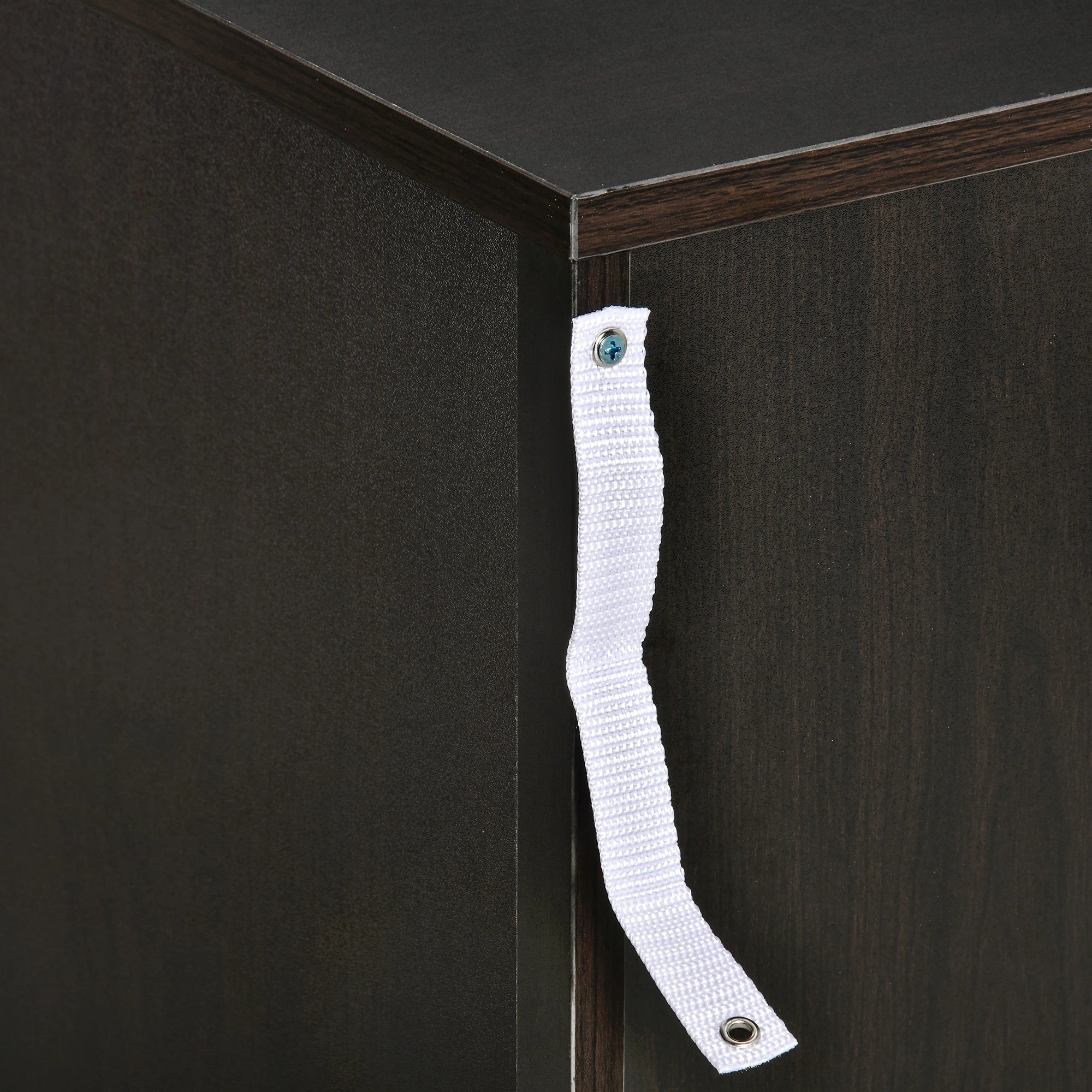 Modern Night Stand, 3 Drawers, Metal Rail, Dark Brown Bedside Tables at Gallery Canada