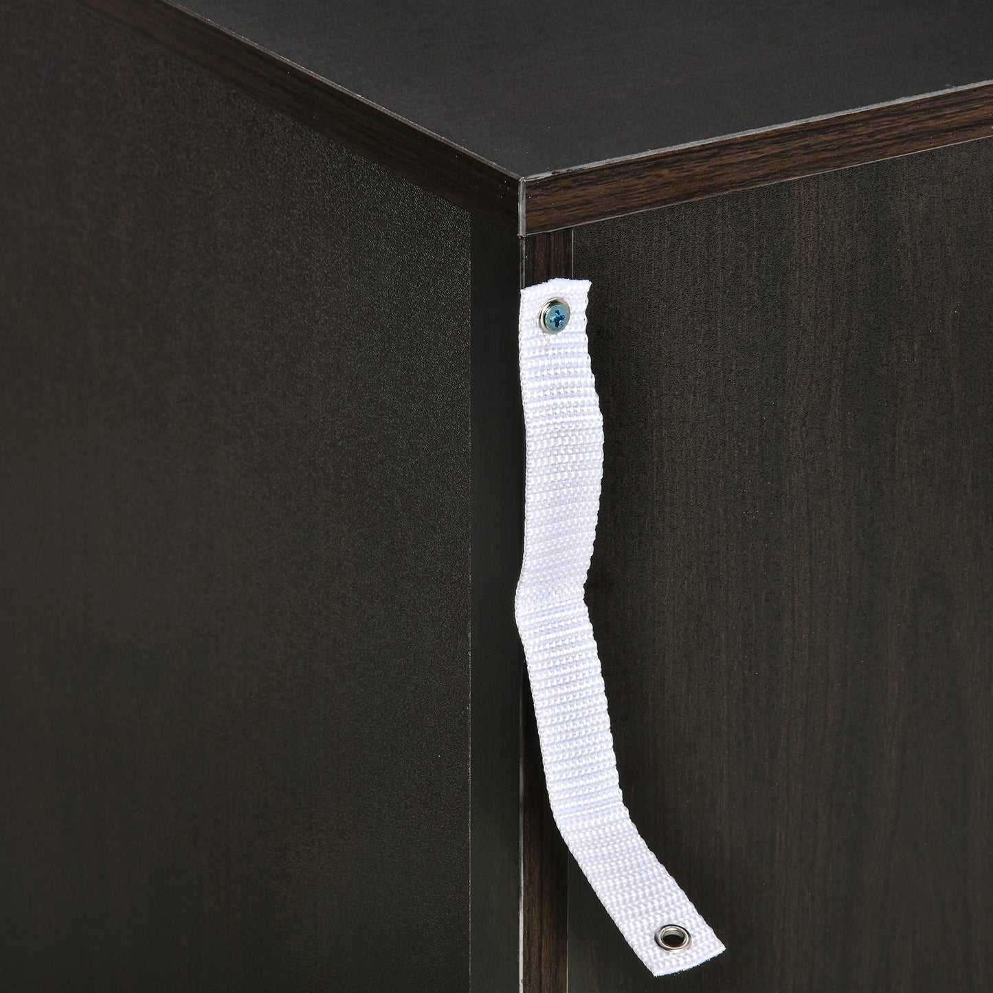 Modern Night Stand, 3 Drawers, Metal Rail, Dark Brown Bedside Tables at Gallery Canada