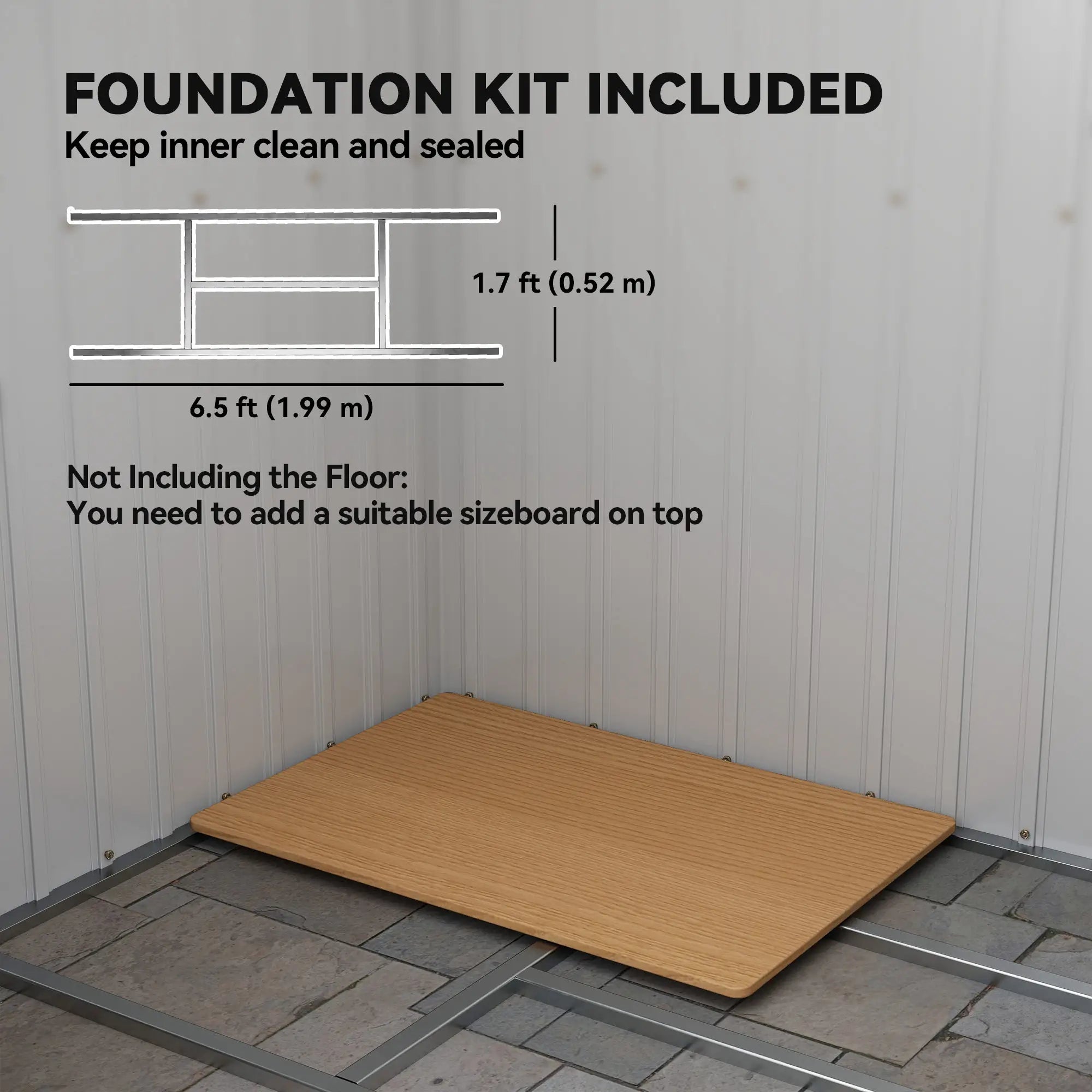 7' x 4' Galvanised Steel Garden Shed, Foundation Kit, Green Sheds at Gallery Canada