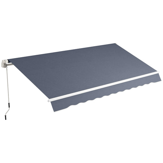 12' x 8' Retractable Patio Awning, Manual Crank, UV Water-Resistant, Grey Deck Awnings Dark Grey at Gallery Canada