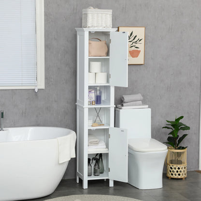Freestanding Bathroom Cabinet, Open Shelves, 13.8" x 11.8" x 62.4", White Bathroom Cabinets at Gallery Canada