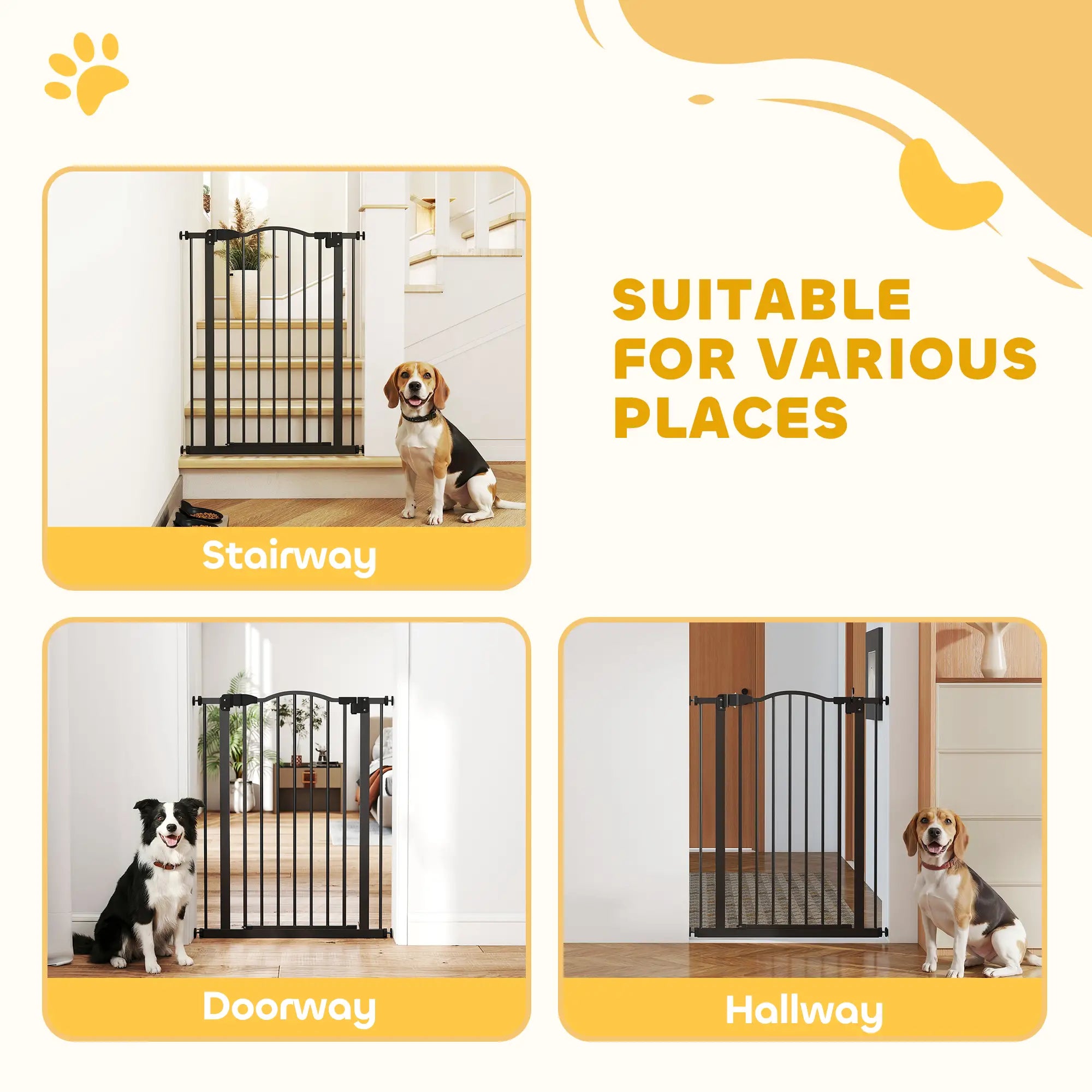 Extra Tall Dog Gate with Door, Pressure Fit, Auto Close, 29-32