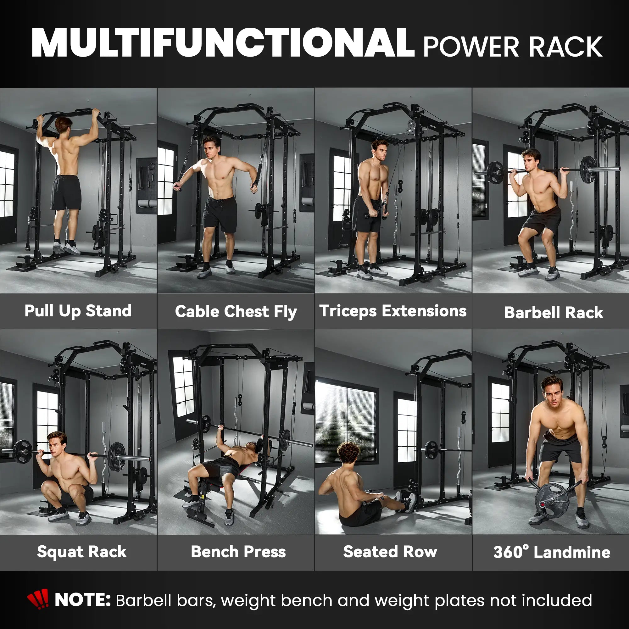 Multi-Functional Power Rack, Smith Machine Cable Crossover System Power Towers at Gallery Canada