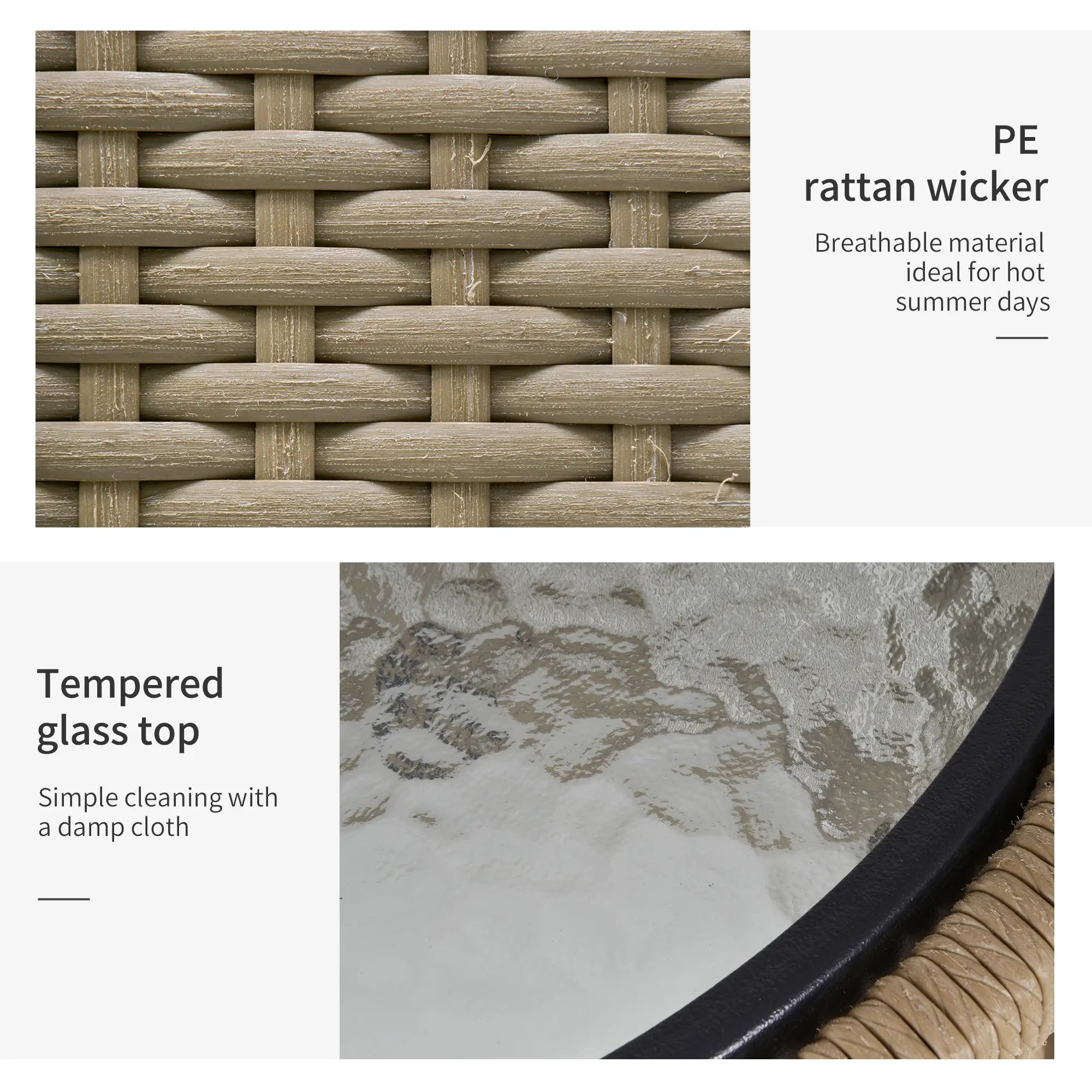 3 Pc Wicker Patio Set, Rattan Bistro with Table, Cushions, Outdoor, Coffee, White Bistro Sets at Gallery Canada