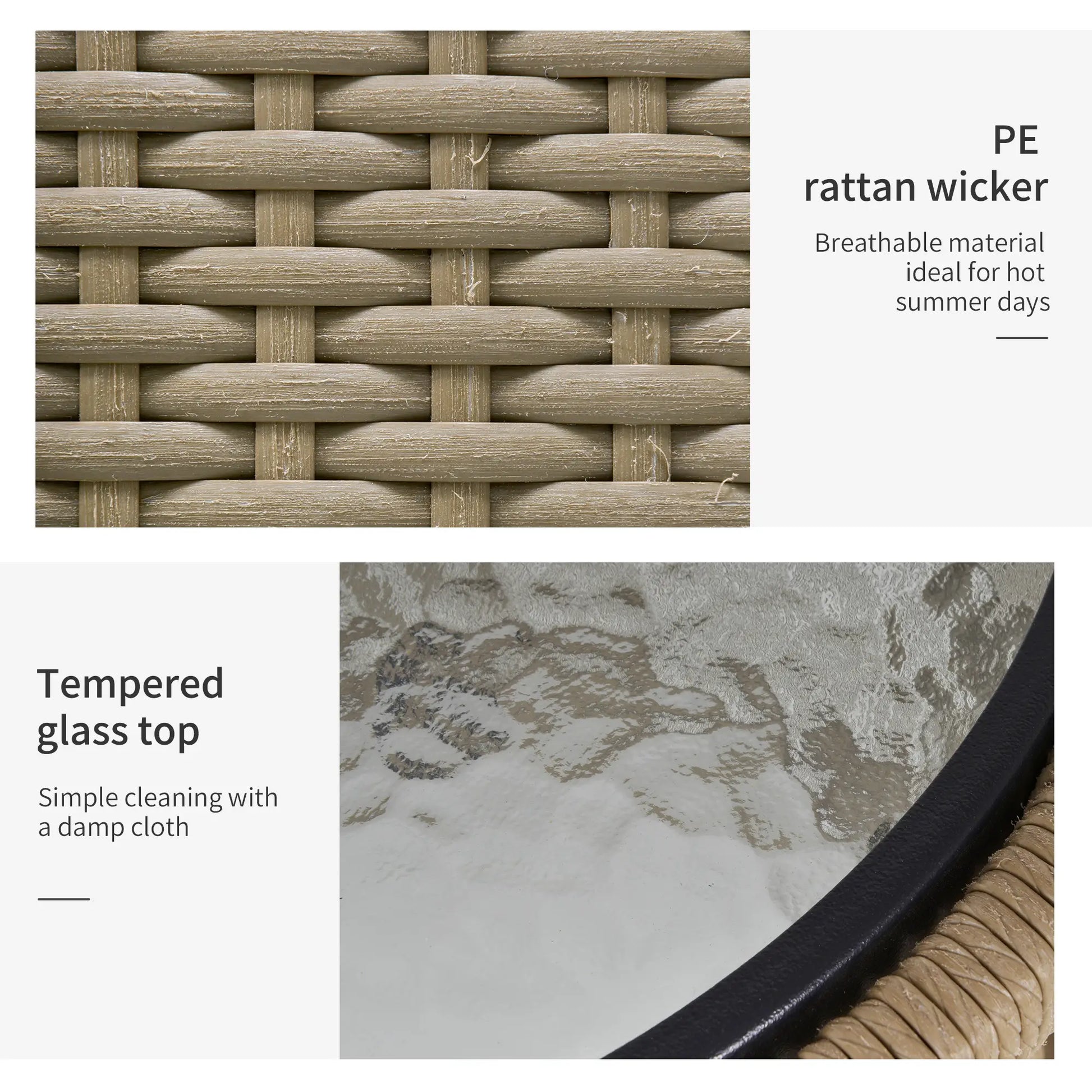 3 Pc Wicker Patio Set, Rattan Bistro with Table, Cushions, Outdoor, Coffee, White Bistro Sets at Gallery Canada