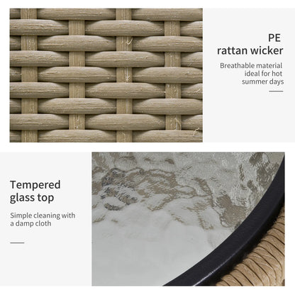 3 Pc Wicker Patio Set, Rattan Bistro with Table, Cushions, Outdoor, Coffee, White Bistro Sets at Gallery Canada