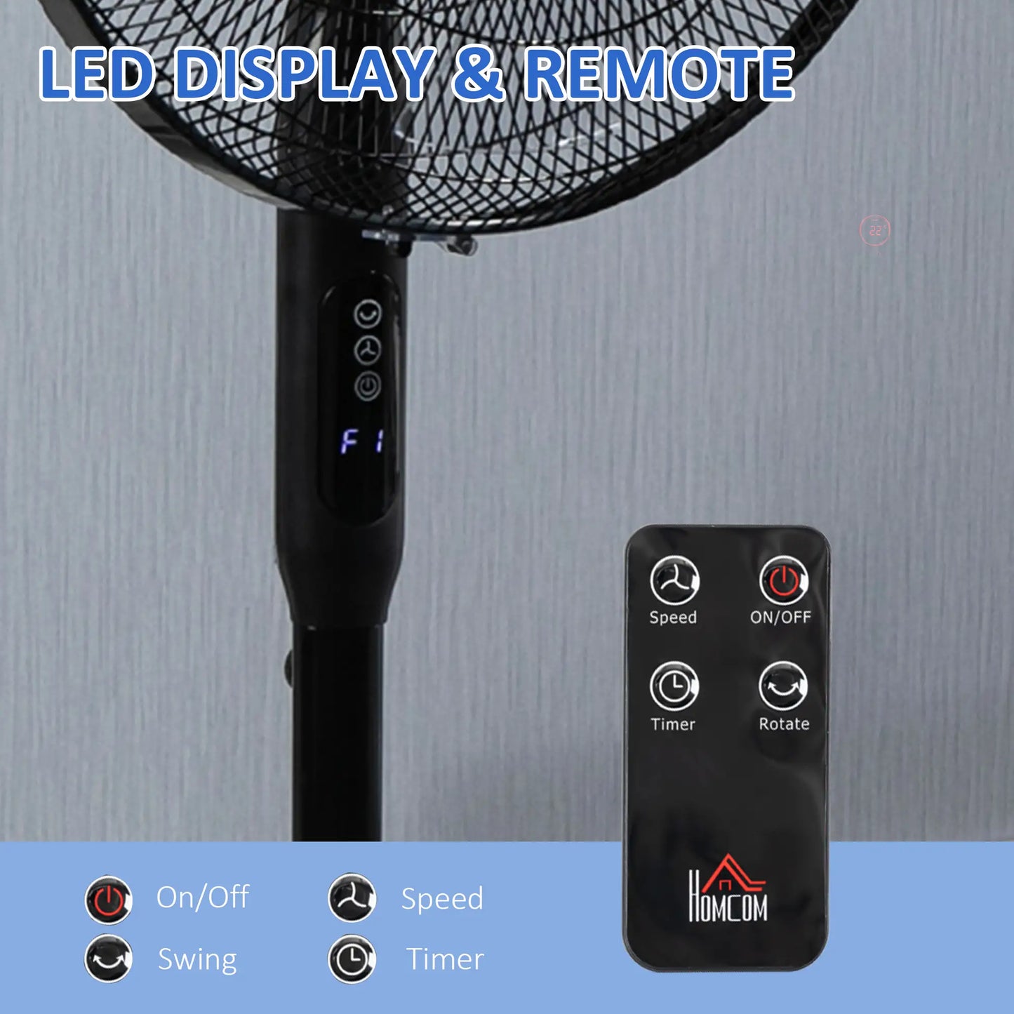 Floor Standing Fan with Remote, Oscillating, LED Screen, Black Stand Fans at Gallery Canada
