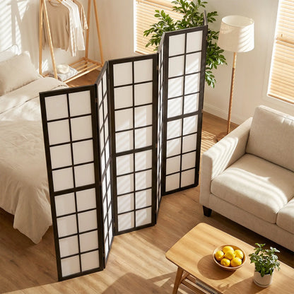 6 Panel Room Divider, 5.6 ft, Folding Wall Partition, Black Room Dividers at Gallery Canada