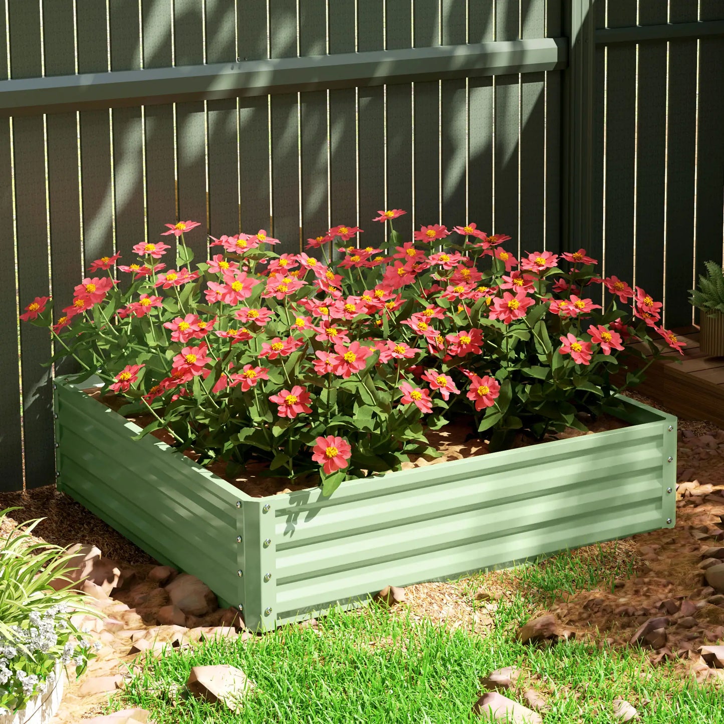 4' X 4' X 1' Raised Garden Bed, Galvanized Steel Planter, Light Green, Light Green Galvanized Planter Boxes at Gallery Canada