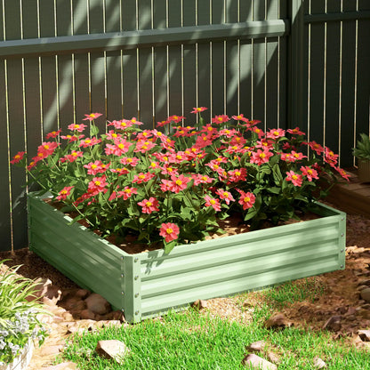 4' X 4' X 1' Raised Garden Bed, Galvanized Steel Planter, Light Green, Light Green Galvanized Planter Boxes at Gallery Canada