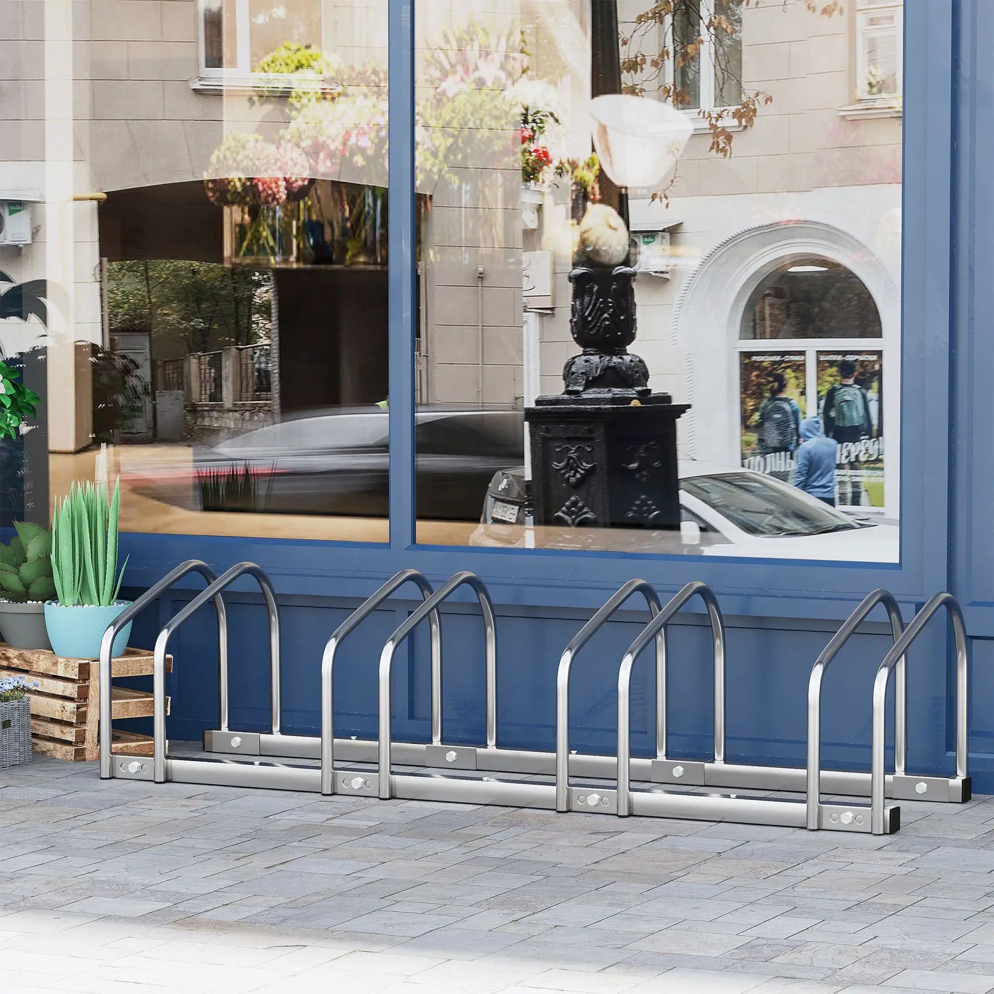 4-Bike Floor Parking Rack, Cycling Storage Stand, Garage Organizer, Silver Bike Parking Stands at Gallery Canada