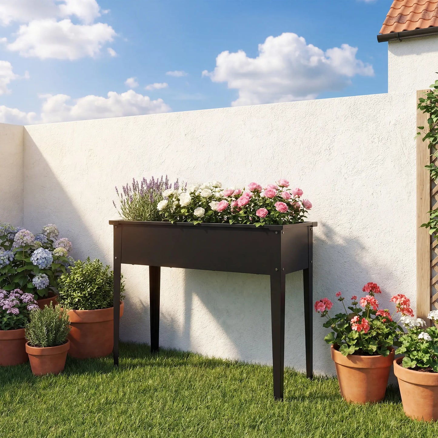 Metal Raised Garden Bed On Legs, With Drainage Hole, Black Elevated Garden Beds at Gallery Canada