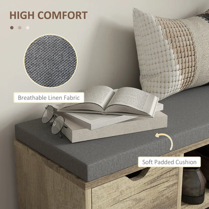 Upholstered Shoe Storage Bench With Seat, Drawer, Open Shelves, Grey Shoe Storage Cabinets & Racks at Gallery Canada