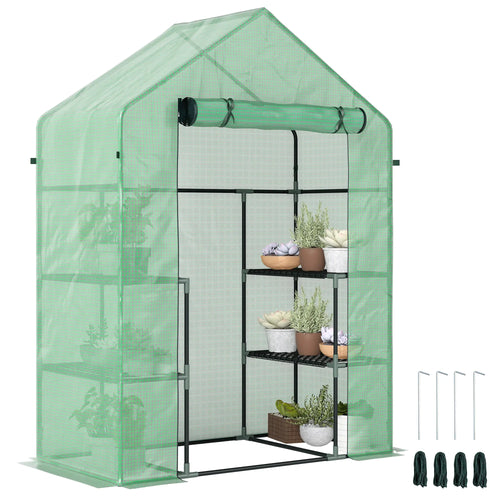 3-Tier Mini Greenhouse, 4 Shelves, Roll-Up Door, 56