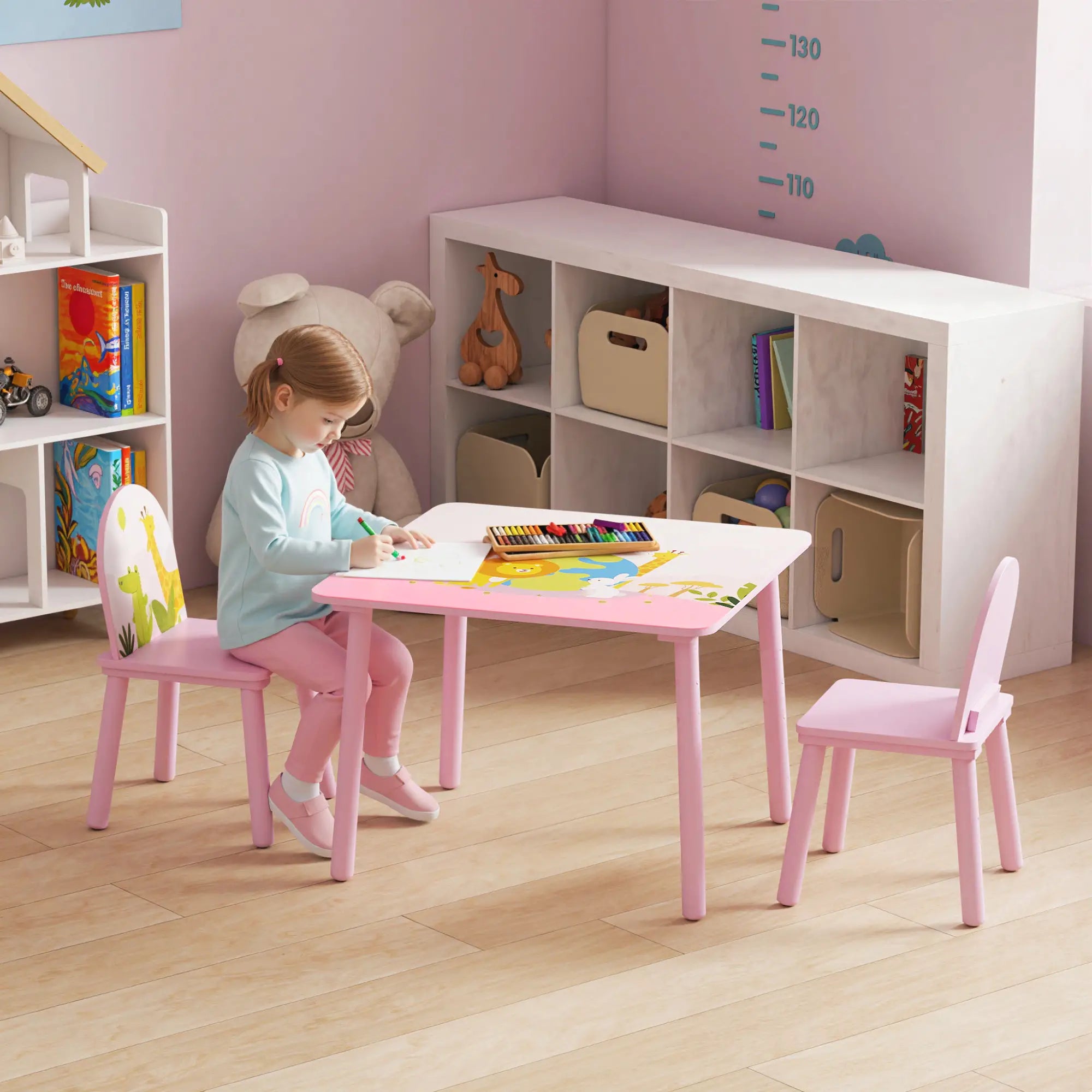 Kids Table and Chair Set, Toddler Table and 2 Chairs, Pink Kids Table Sets at Gallery Canada
