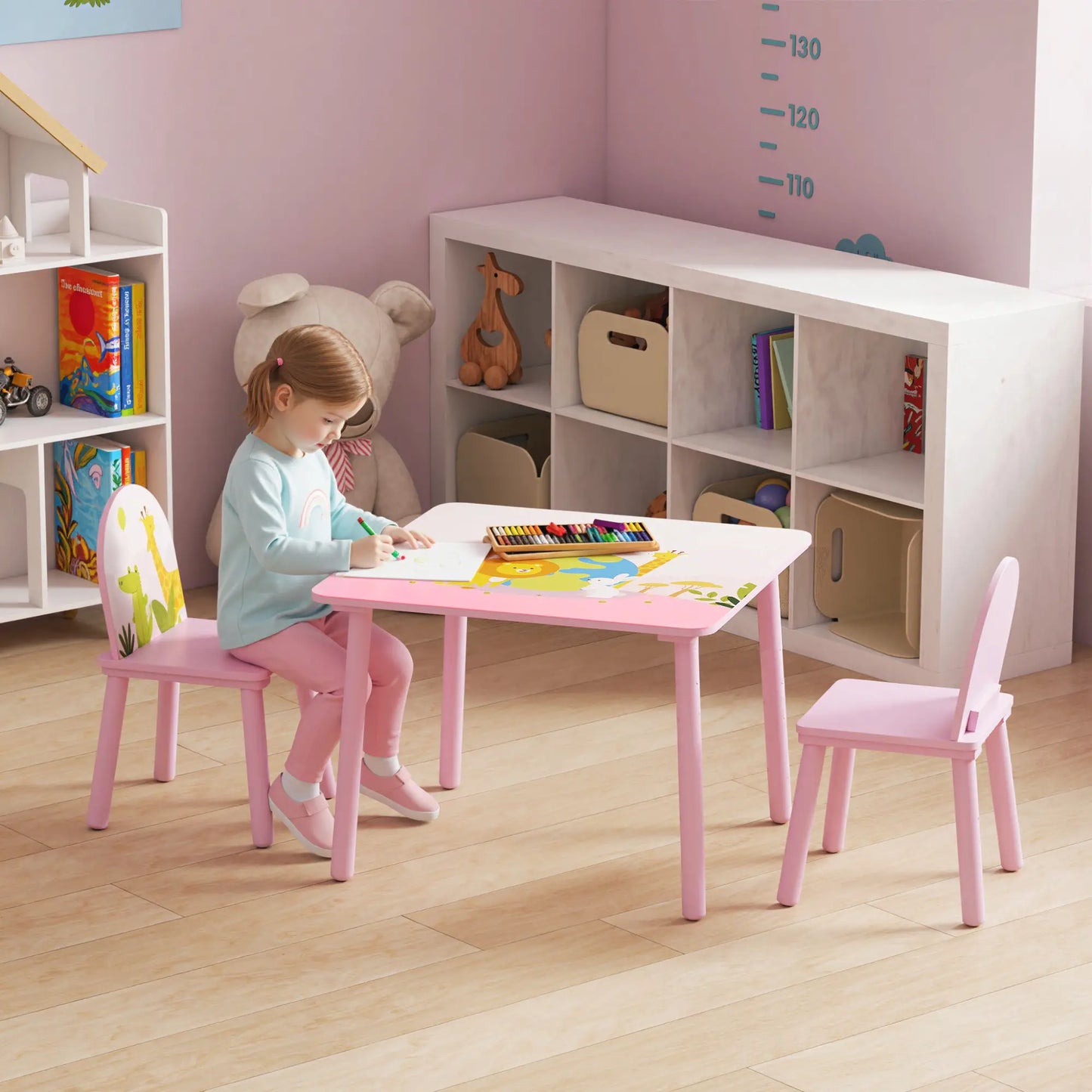 Kids Table and Chair Set, Toddler Table and 2 Chairs, Pink Kids Table Sets at Gallery Canada