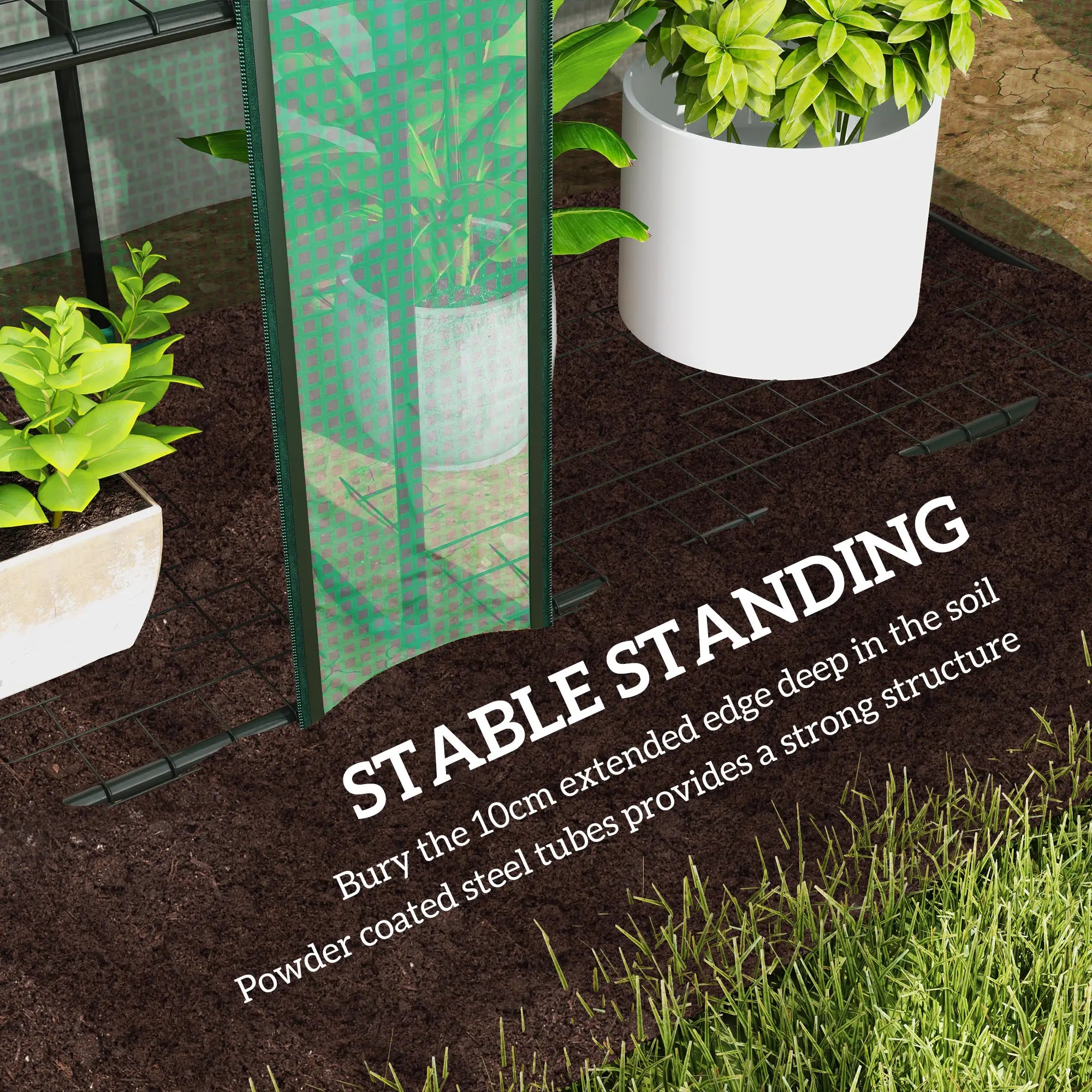 Lean-To Greenhouse, 3 Tier Shelves, 3 Roll-Up Doors, Indoor Outdoor, Green Greenhouses at Gallery Canada