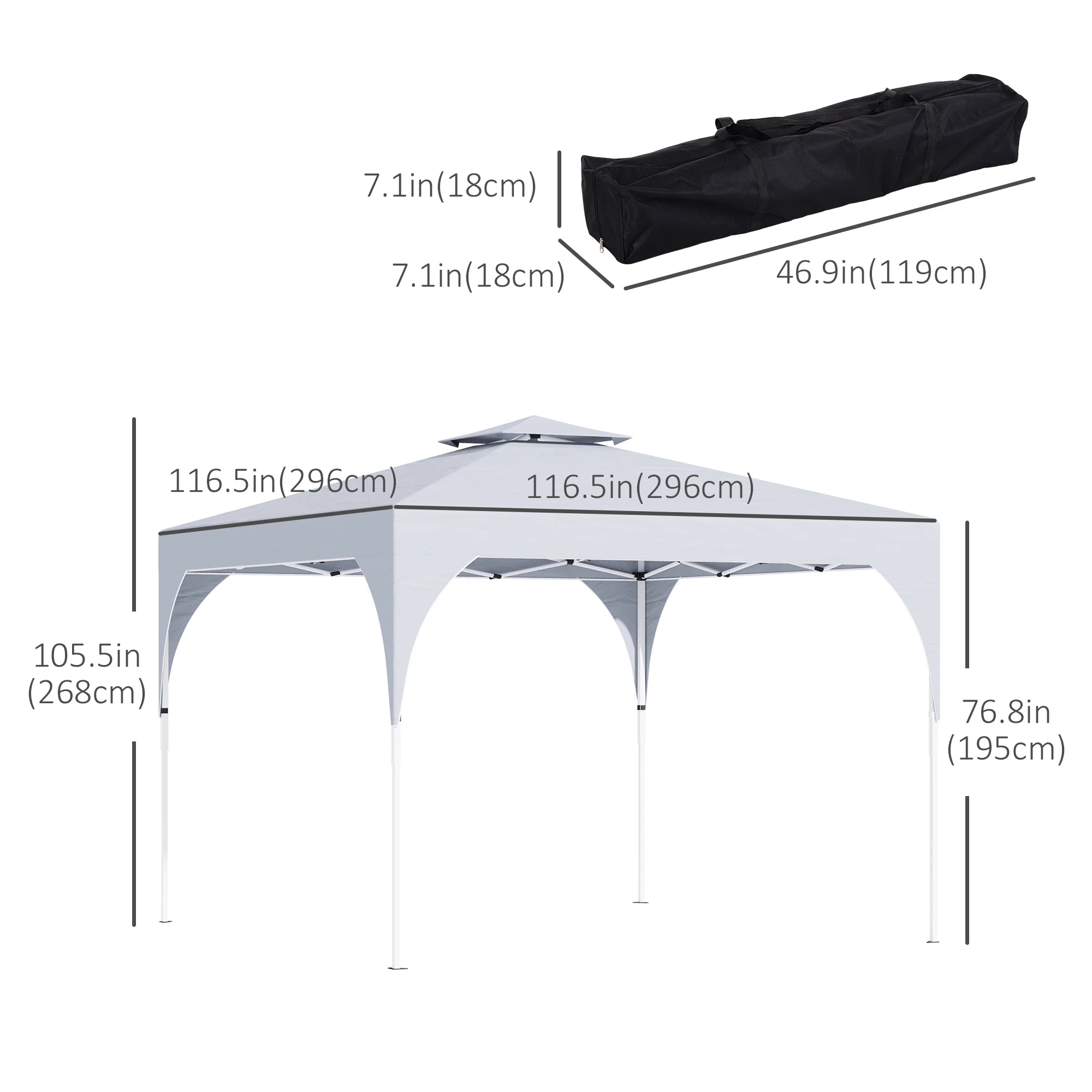 10'x10' Pop Up Canopy, Easy Set Up Party Tent, 2 Tier Vented Roof, Carrying Bag, White Pop Up Canopies at Gallery Canada