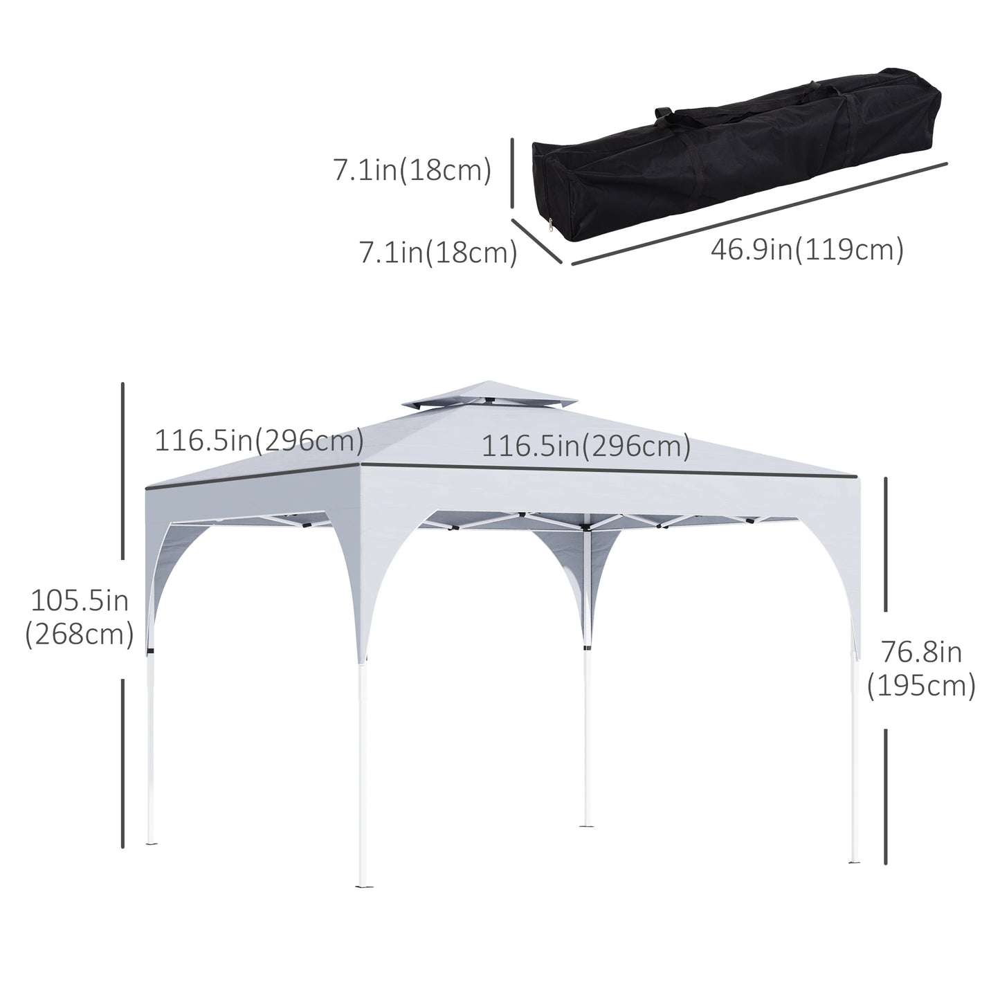 10'x10' Pop Up Canopy, Easy Set Up Party Tent, 2 Tier Vented Roof, Carrying Bag, White Pop Up Canopies at Gallery Canada