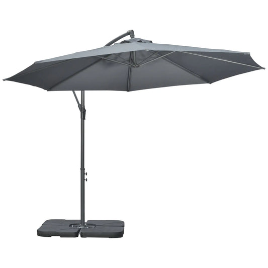 9.6ft Offset Patio Umbrella, Hanging Parasol, Crank, Dark Grey Cantilever Umbrellas Dark Grey at Gallery Canada