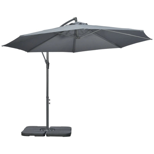 9.6ft Offset Patio Umbrella, Hanging Parasol, Crank, Dark Grey