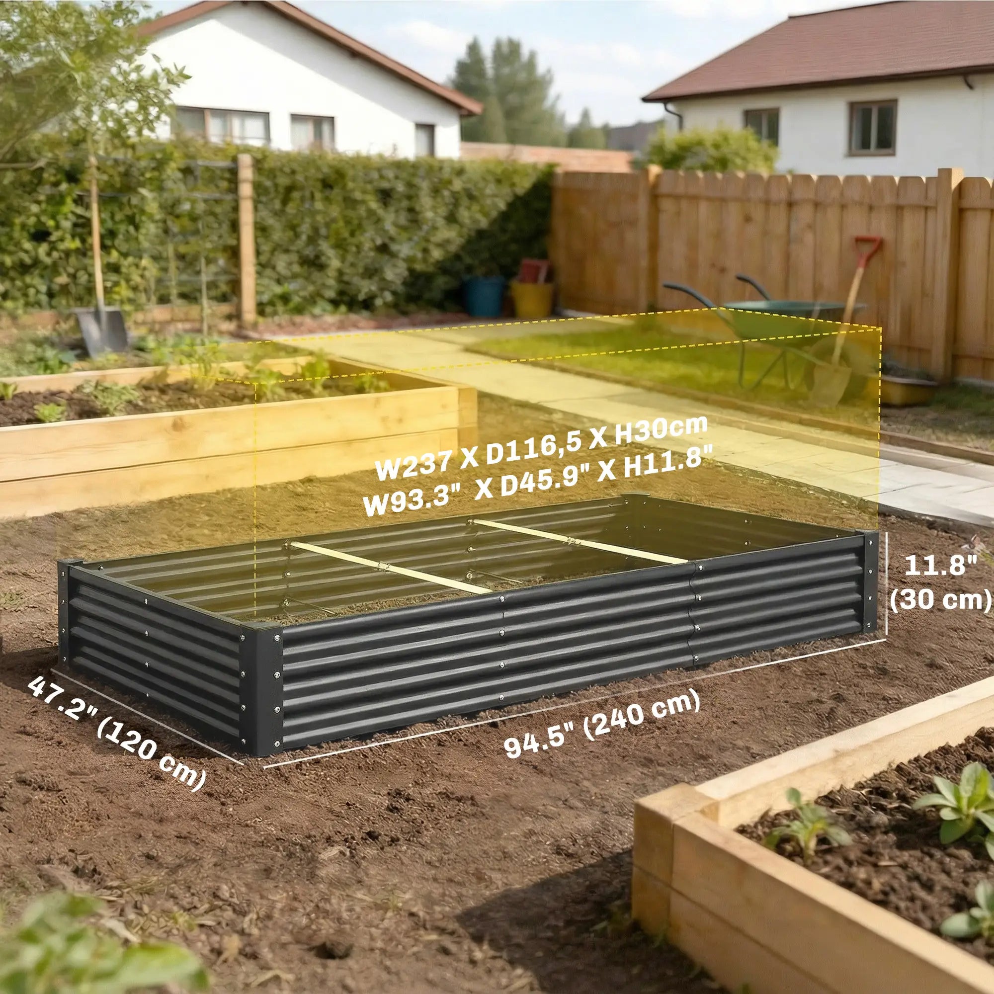 8x4x1ft Galvanized Raised Garden Bed, Reinforced Planter Box, Dark Grey Galvanized Planter Boxes at Gallery Canada