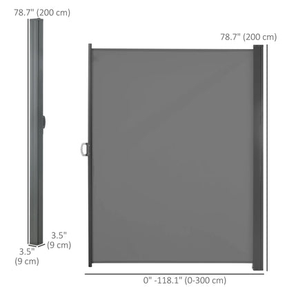 118" x 79" Outdoor Folding Privacy Screen, Retractable Side Awning, UV Wind Resistant, Light Grey Side Awnings at Gallery Canada