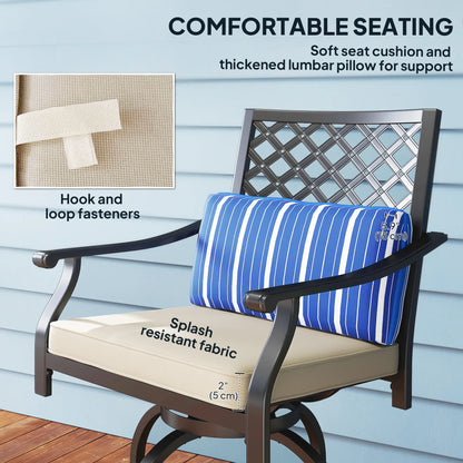 Outdoor Bar Stools Set of 2, Swivel Patio Chairs with Cushion