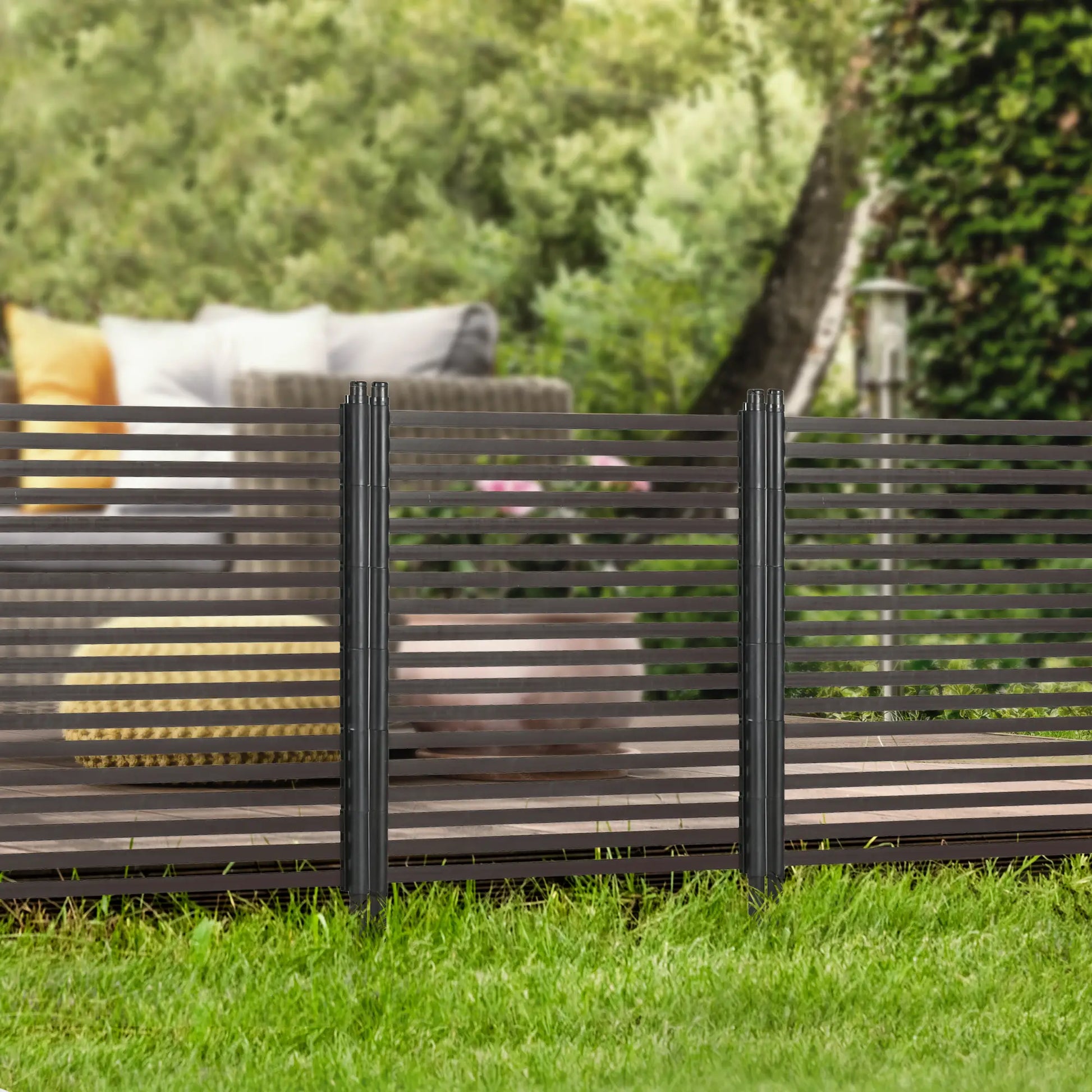 4 FT Outdoor Privacy Screen, 2 Standing Ways, Metal Animal Barrier, Brown Garden Fences at Gallery Canada