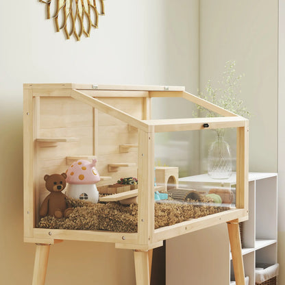 Wooden Hamster Cage With Openable Top, Seesaws, Platforms, 43.3"x20.5"x39.8" Hamster Cages at Gallery Canada