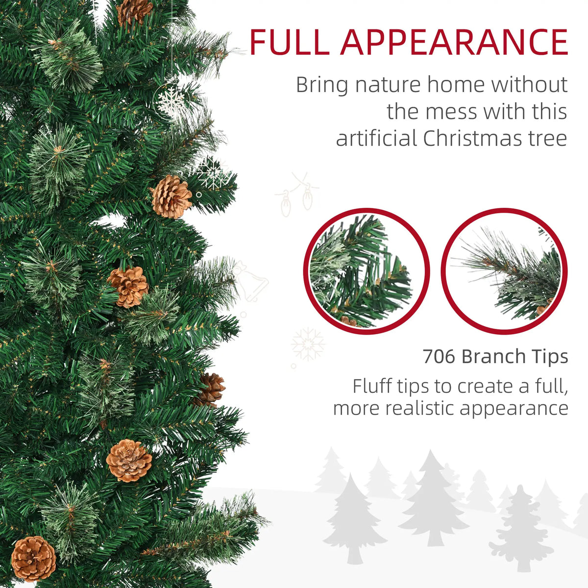 7.5ft Pencil Christmas Tree, Artificial, Pine Needles, Realistic Branches, Green Pencil Christmas Trees at Gallery Canada