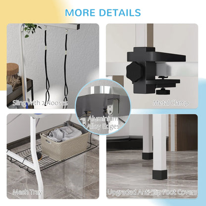 Dog Grooming Table, Adjustable Arm, Mesh Tray, 35" x 24" x 61", Blue Dog Grooming Tables at Gallery Canada