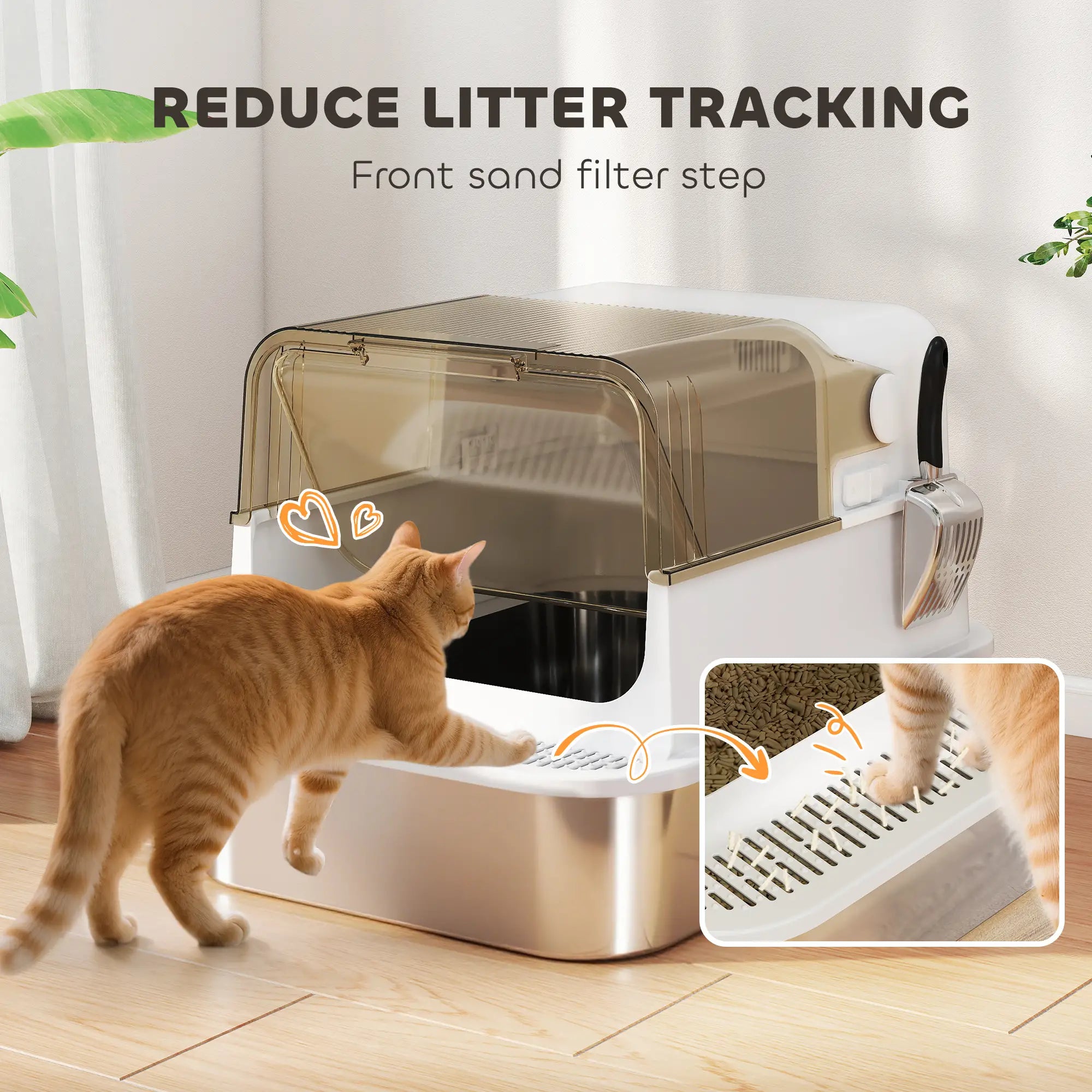 Stainless Steel Cat Litter Box, Easy Clean Enclosure, 27.6