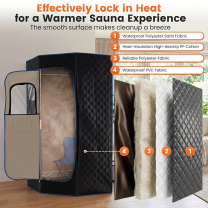 3L Portable Steam Sauna, Fast Heat, 9-Level Remote, Folding Chair, Black Sauna at Gallery Canada