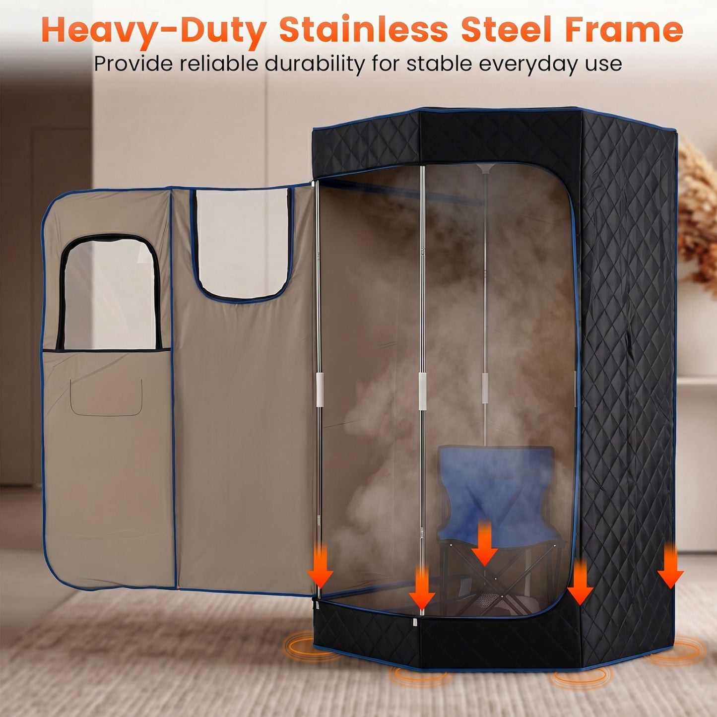3L Portable Steam Sauna, Fast Heat, 9-Level Remote, Folding Chair, Black Sauna at Gallery Canada