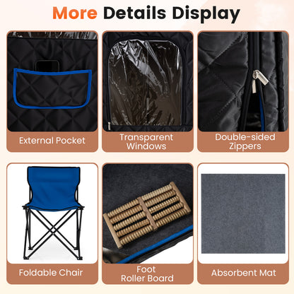3L Portable Steam Sauna, Fast Heat, 9-Level Remote, Folding Chair, Black Sauna at Gallery Canada
