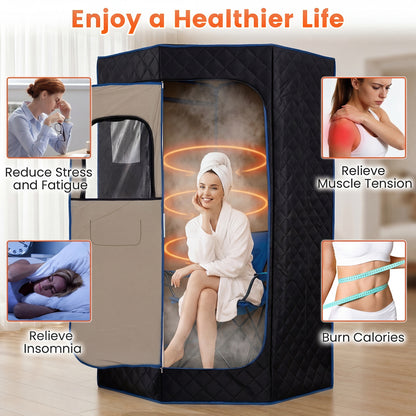 3L Portable Steam Sauna, Fast Heat, 9-Level Remote, Folding Chair, Black Sauna at Gallery Canada