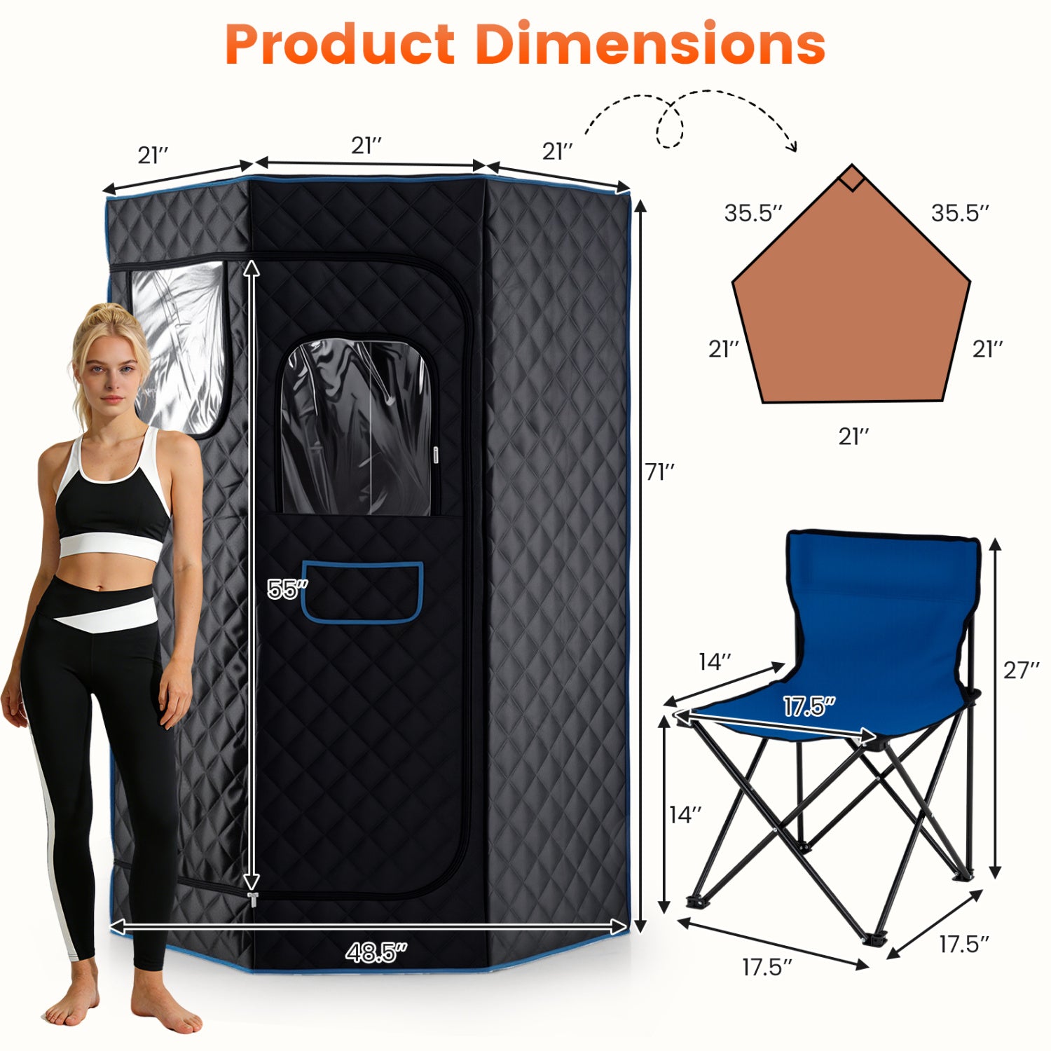 3L Portable Steam Sauna, Fast Heat, 9-Level Remote, Folding Chair, Black Sauna at Gallery Canada