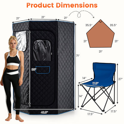 3L Portable Steam Sauna, Fast Heat, 9-Level Remote, Folding Chair, Black Sauna at Gallery Canada