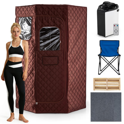 3L Portable Steam Sauna, Fast Heat, 9-Level Remote, Folding Chair, Brown Sauna at Gallery Canada