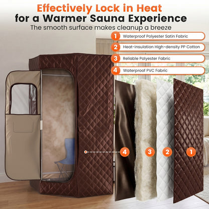 3L Portable Steam Sauna, Fast Heat, 9-Level Remote, Folding Chair, Brown Sauna at Gallery Canada