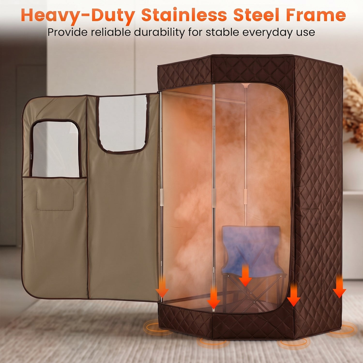 3L Portable Steam Sauna, Fast Heat, 9-Level Remote, Folding Chair, Brown Sauna at Gallery Canada