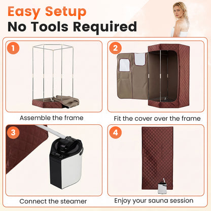 3L Portable Steam Sauna, Fast Heat, 9-Level Remote, Folding Chair, Brown Sauna at Gallery Canada