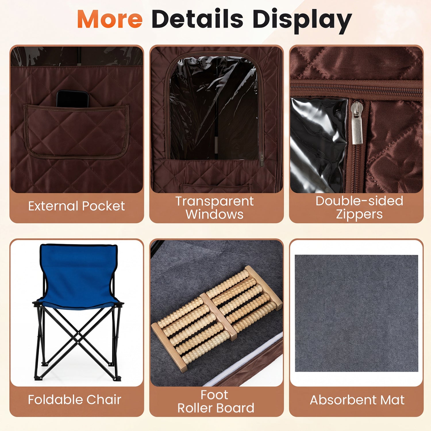 3L Portable Steam Sauna, Fast Heat, 9-Level Remote, Folding Chair, Brown Sauna at Gallery Canada