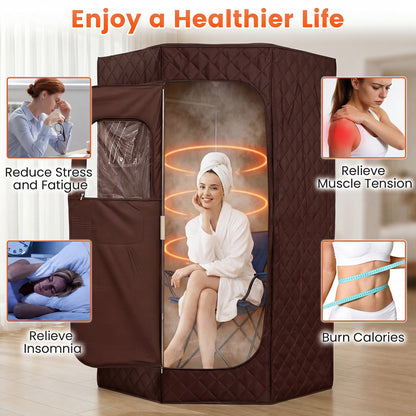 3L Portable Steam Sauna, Fast Heat, 9-Level Remote, Folding Chair, Brown Sauna at Gallery Canada