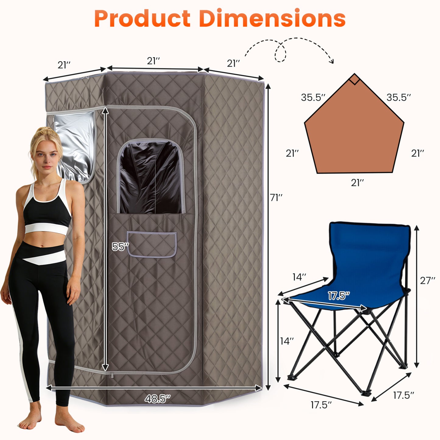 Portable Steam Sauna, 3L, Fast-Heat, 9-Level Remote, Folding Chair, Gray Sauna at Gallery Canada